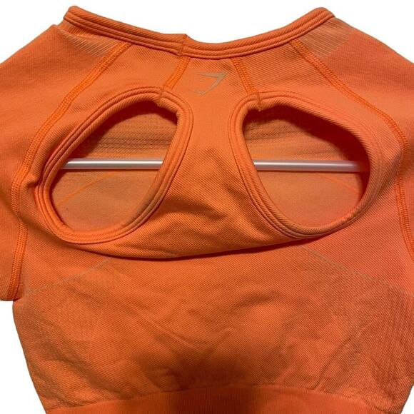 Gymshark Ultra‎ Seamless Crop Top in Neon Orange - Picture 3 of 6